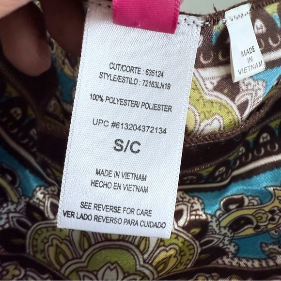 Y2K Bohemian Scarf Print Top - Ornate Medallion Blouse with Smocked Hem - Picture 8 of 8